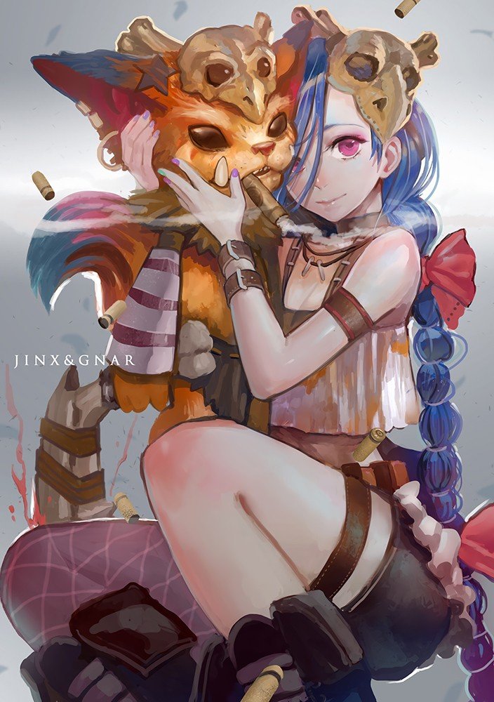 Jinx & Gnar by 空罐王 (2) HD Wallpaper Fan Art Artwork League of Legends lol