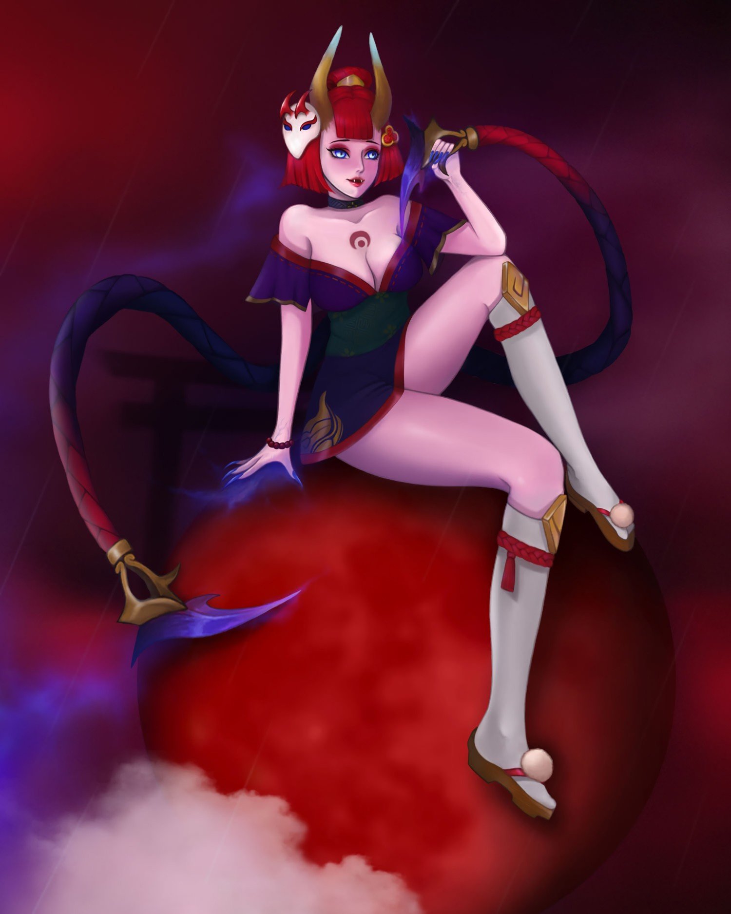 Blood Moon Evelynn by Chaiyun HD Wallpaper Background Fan Art Artwork League of Legends lol