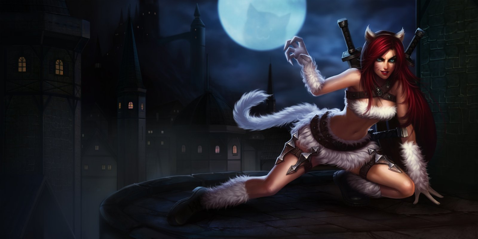 Kitty Cat Katarina Splash Art 4k HD Wallpaper Official Artwork League of Legends lol