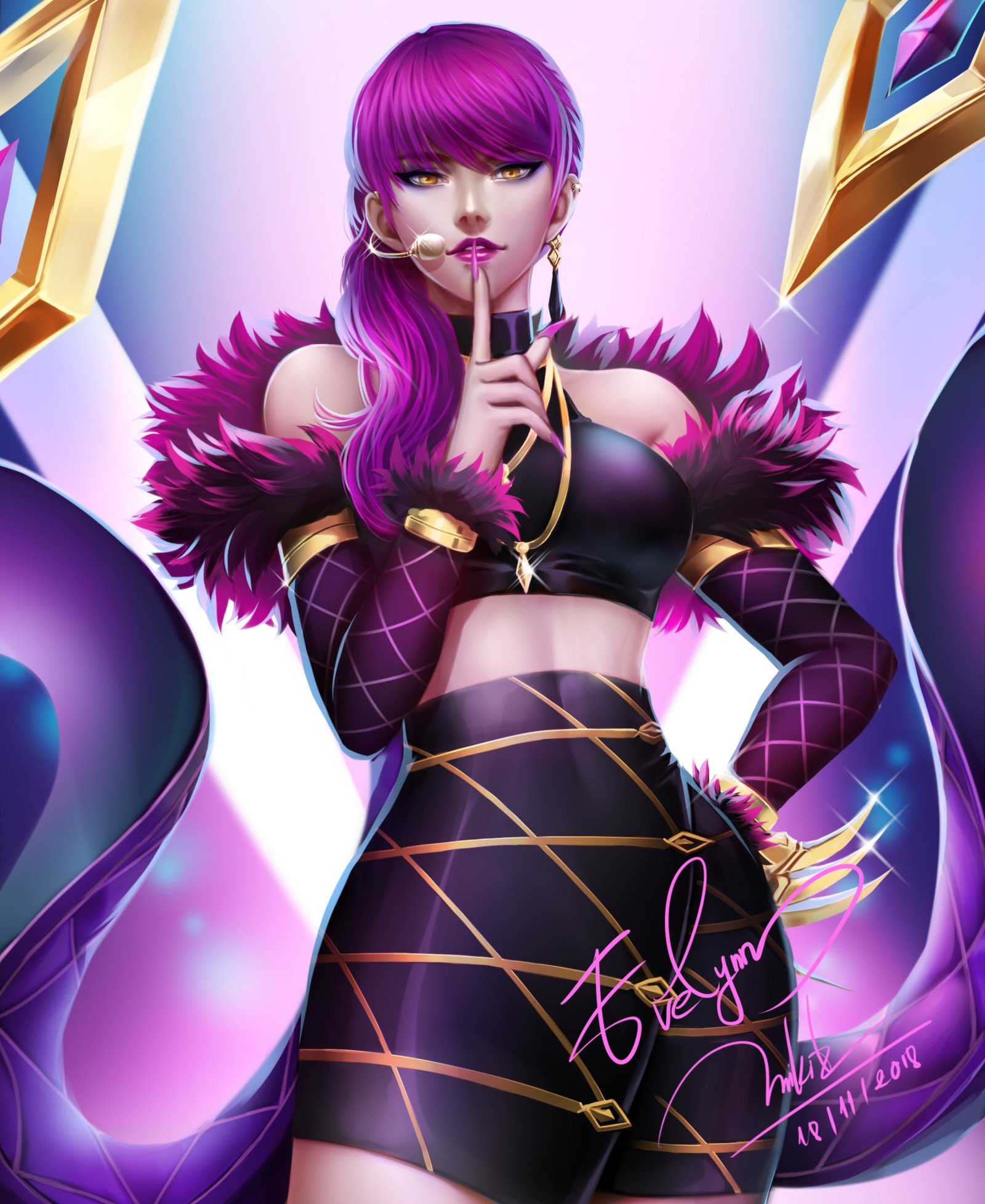 K/DA Evelynn by MikiTakamoto HD Wallpaper Background Fan Art Artwork League of Legends lol