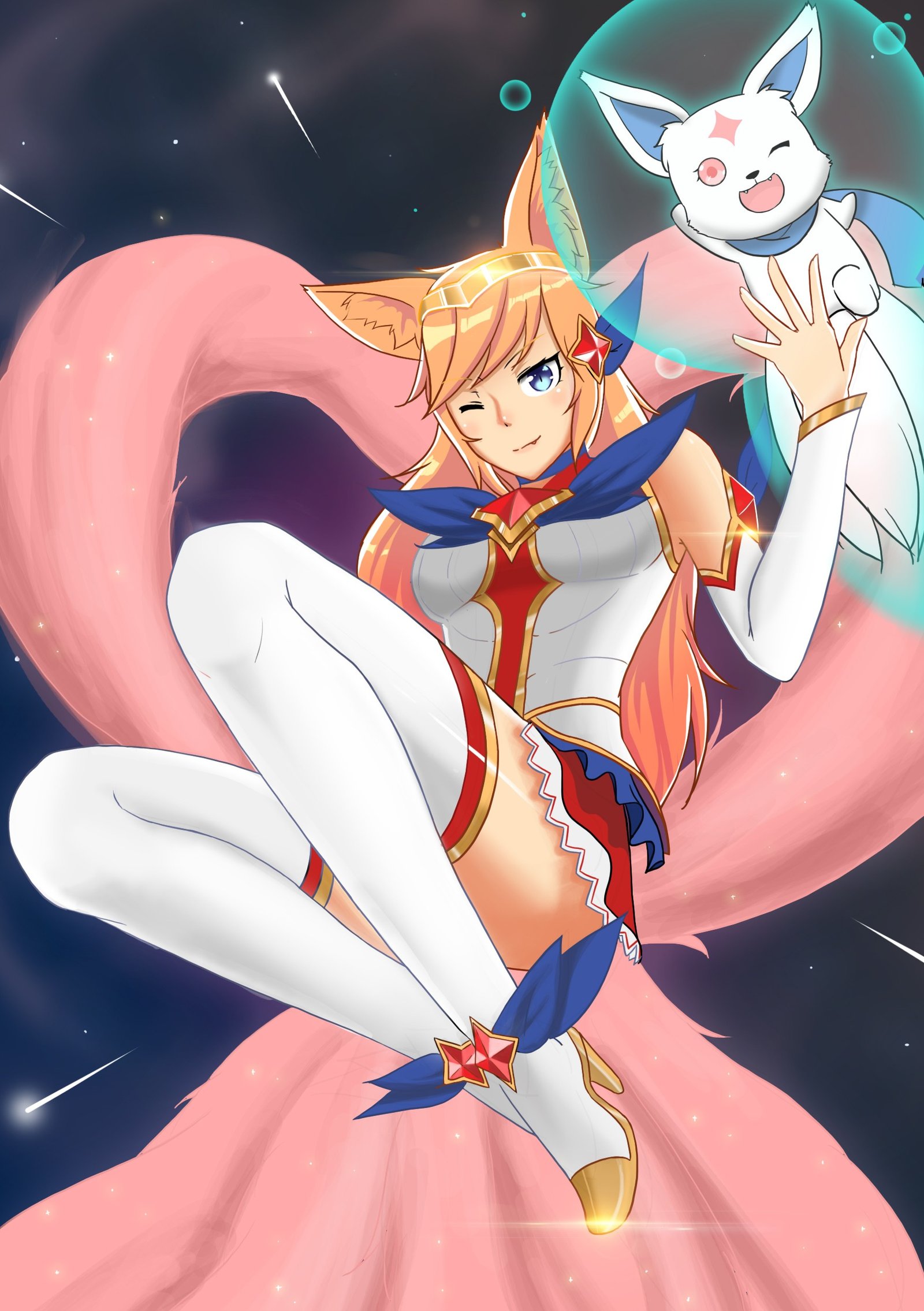 Star Guardian Ahri by bepukupuku (2) HD Wallpaper Background Fan Art Artwork League of Legends lol