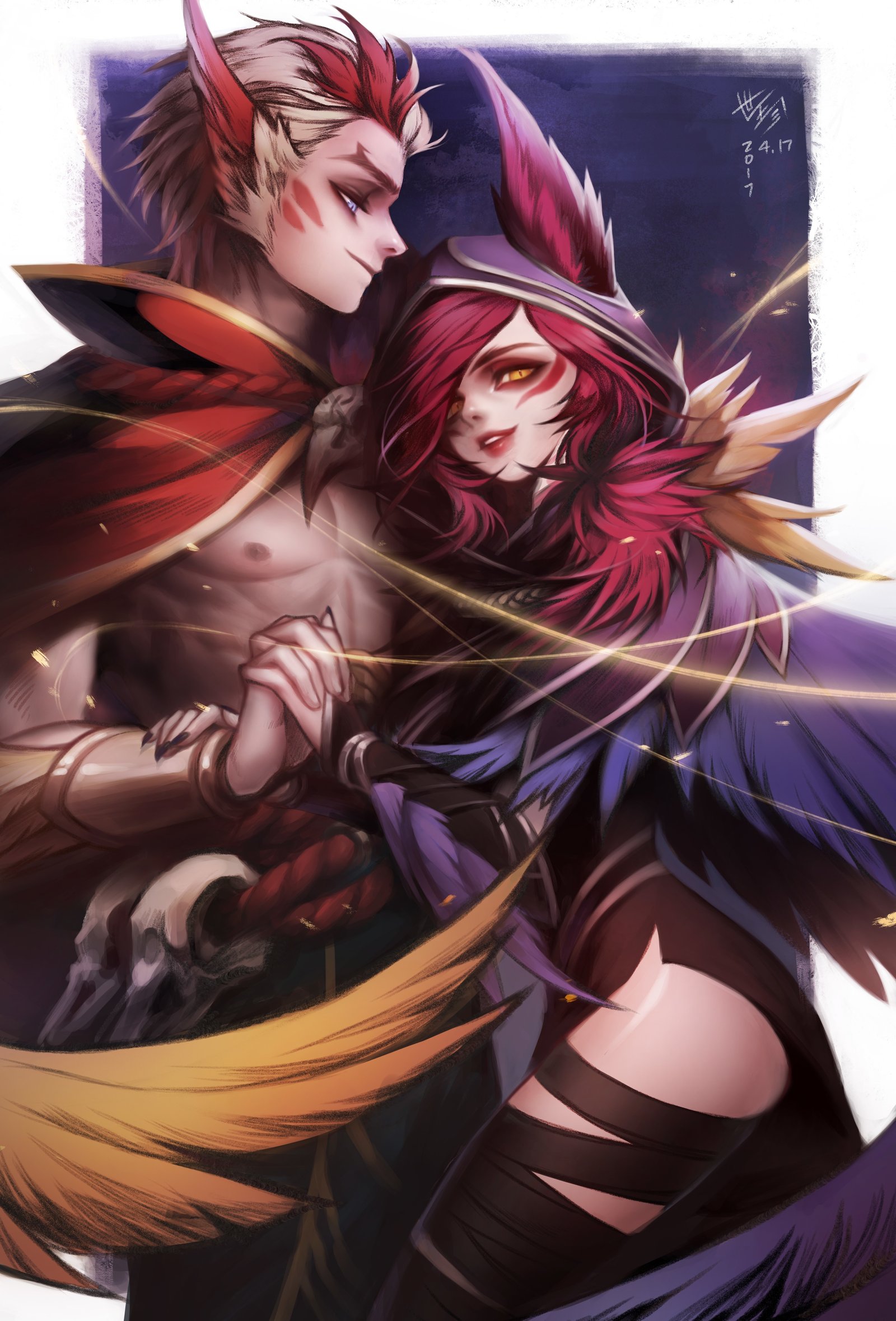 Xayah & Rakan by 벱세오 HD Wallpaper Fan Art Artwork League of Legends lol