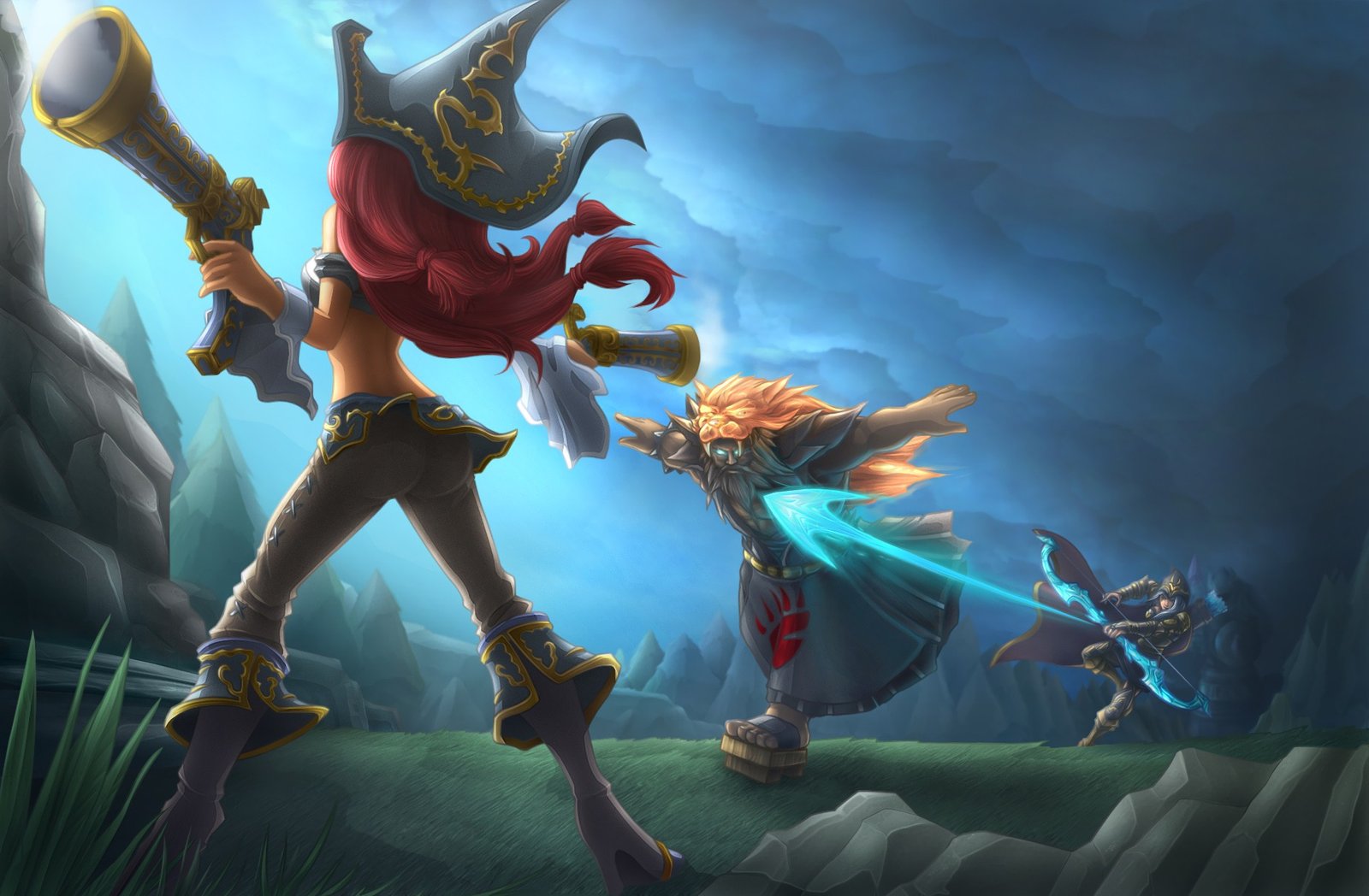 Miss Fortune Vs Udyr & Ashe by VegaColors HD Wallpaper Fan Art Artwork League of Legends lol
