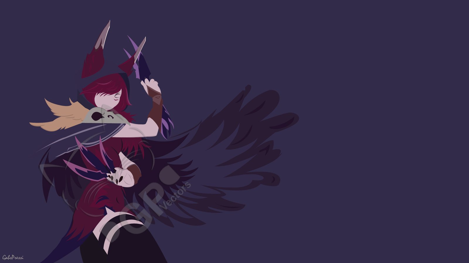 Xayah Minimalist by gabslikethese HD Wallpaper Background Fan Art Artwork League of Legends lol