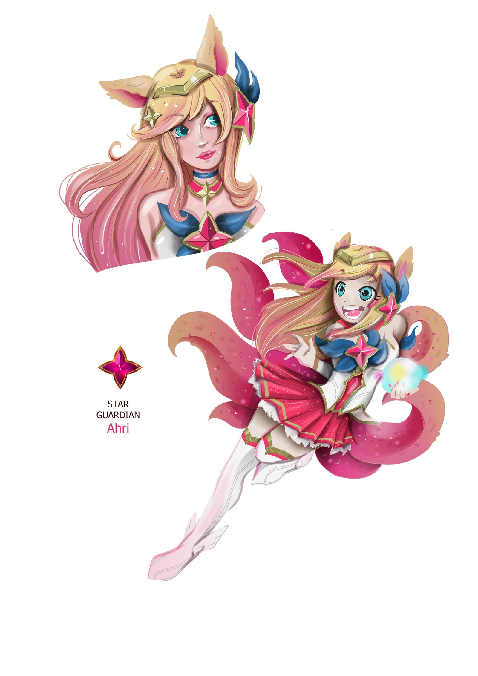 Star Guardian Ahri by fabianodfreitas HD Wallpaper Background Fan Art Artwork League of Legends lol