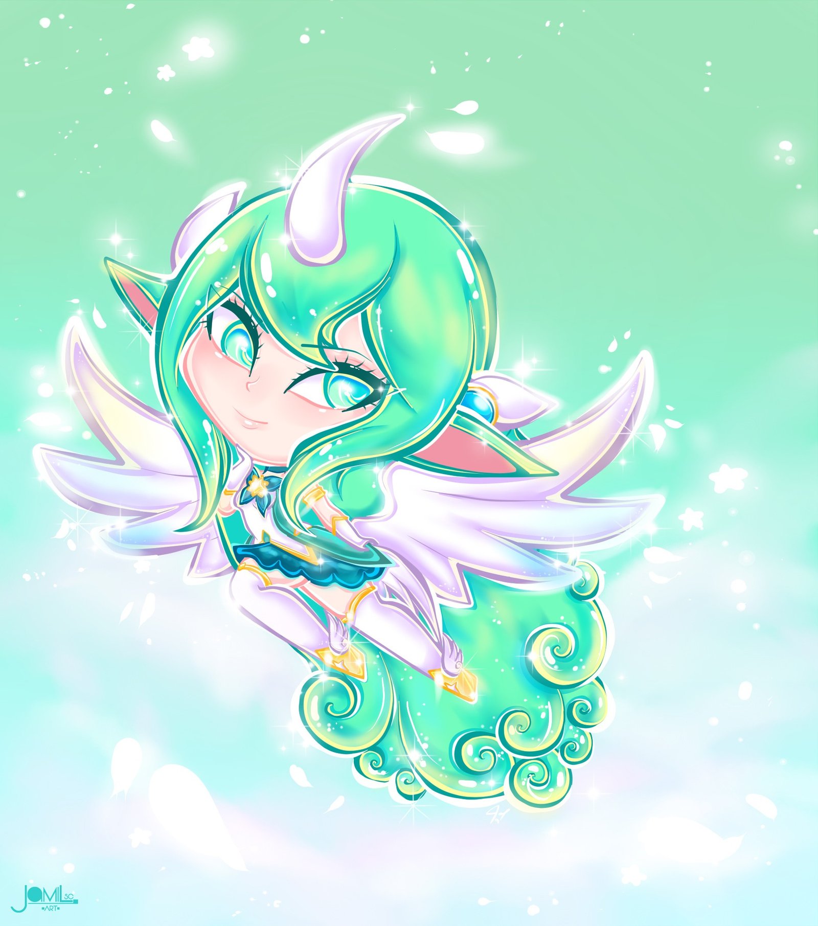 Chibi Star Guardian Soraka by jamilsc11 HD Wallpaper Background Fan Art Artwork League of Legends lol