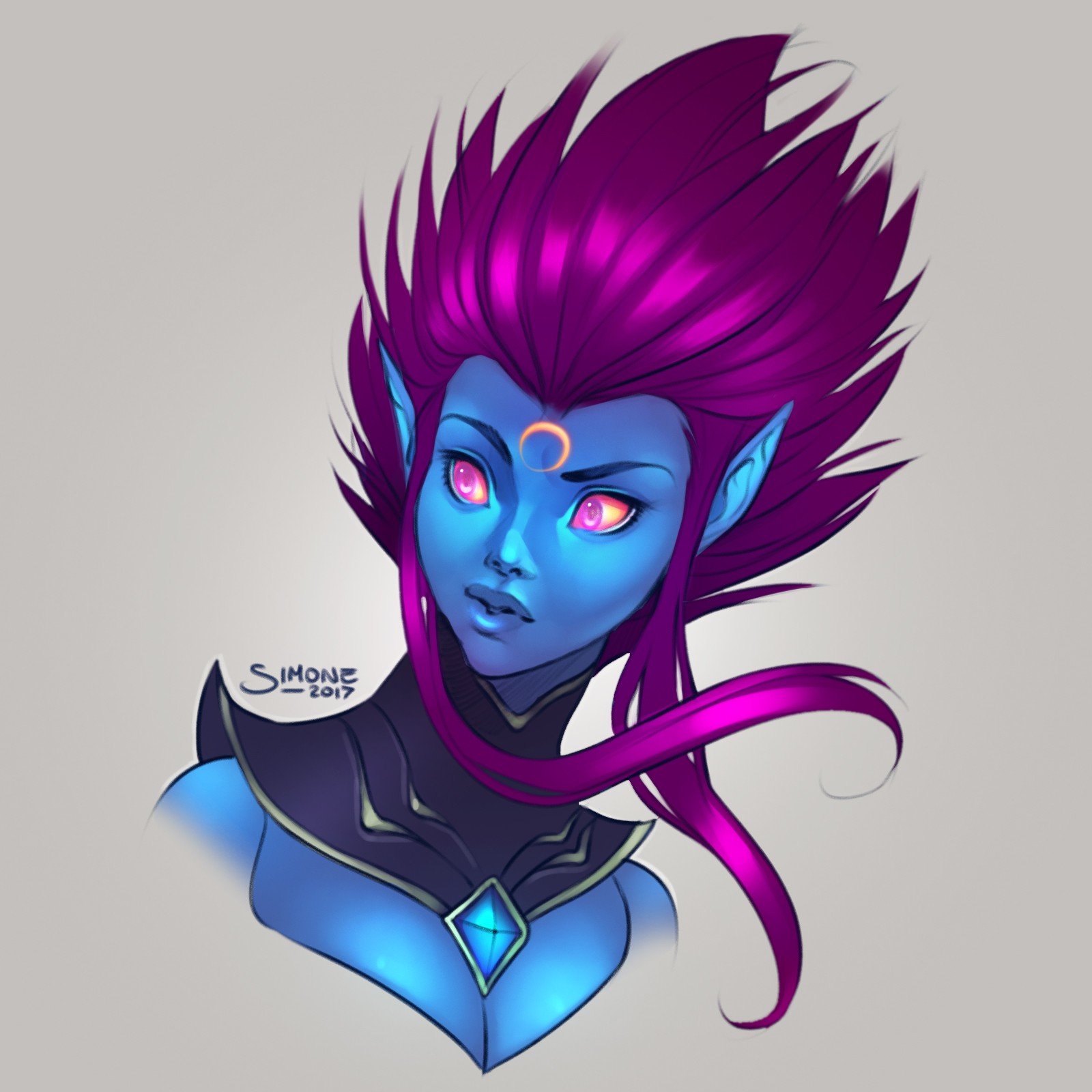 Evelynn Portrait by simoneferriero HD Wallpaper Background Fan Art Artwork League of Legends lol