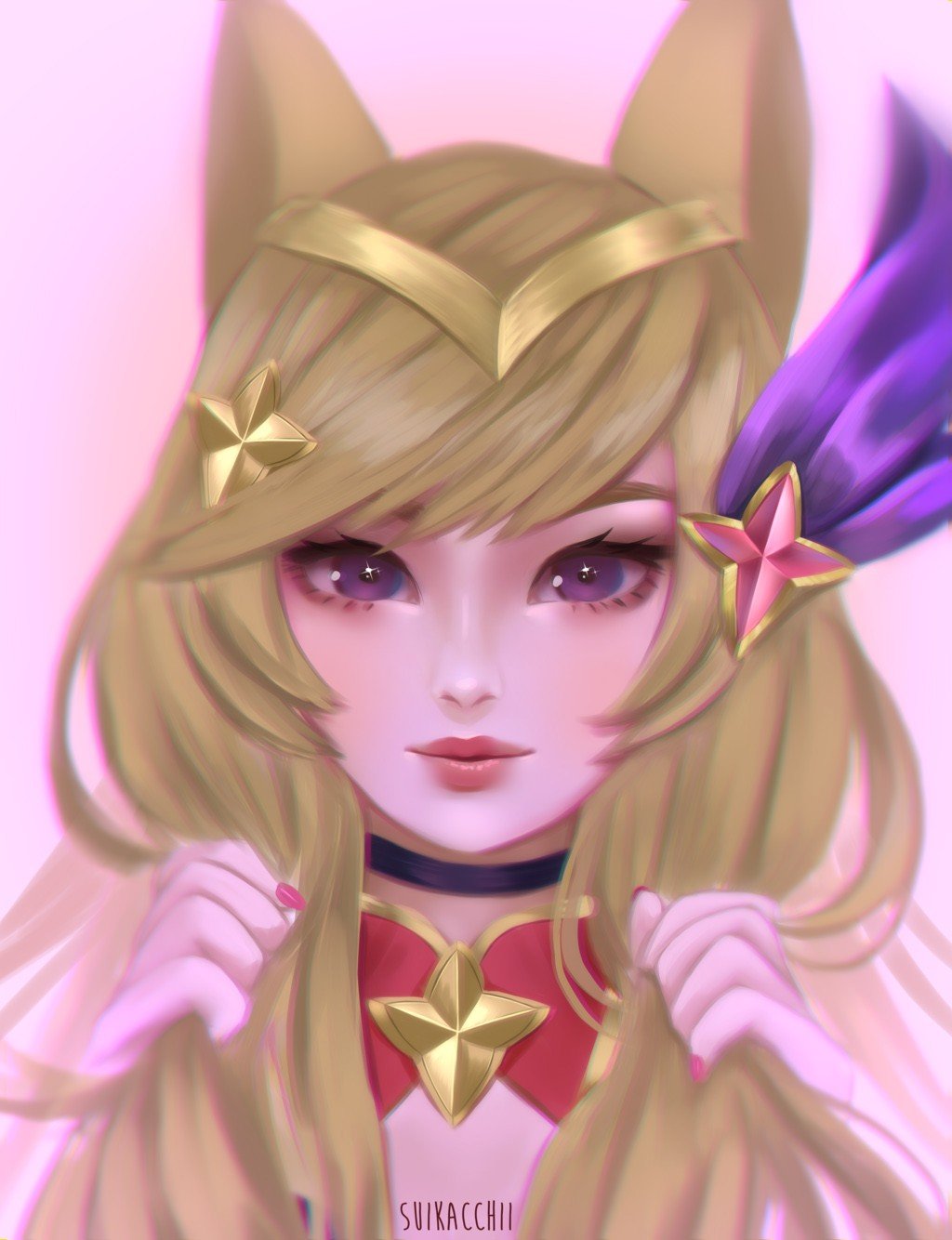 Star Guardian Ahri Portrait by Suikacchii HD Wallpaper Background Fan Art Artwork League of Legends lol