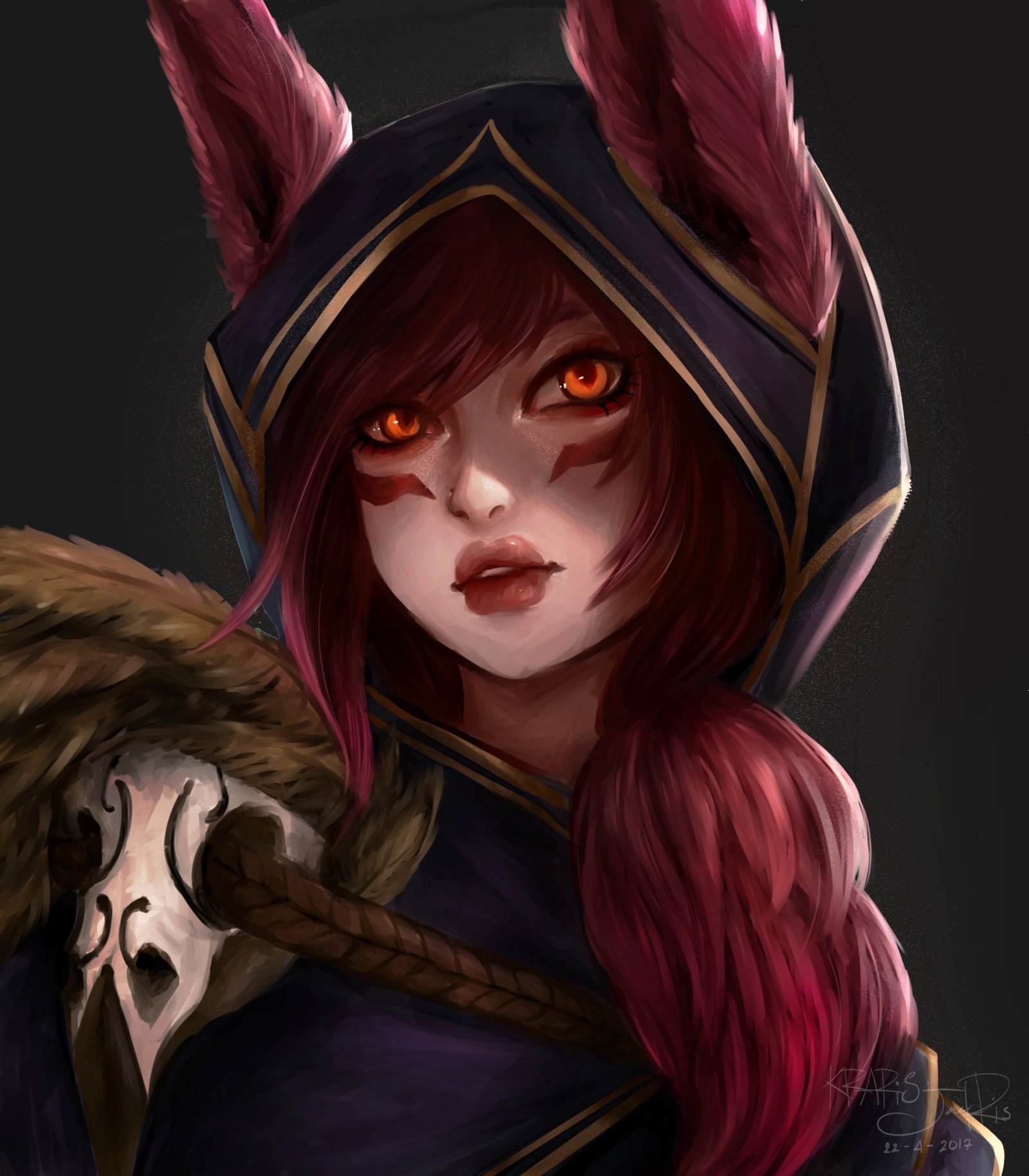 Xayah Portrait by KRARiS HD Wallpaper Fan Art Artwork League of Legends lol