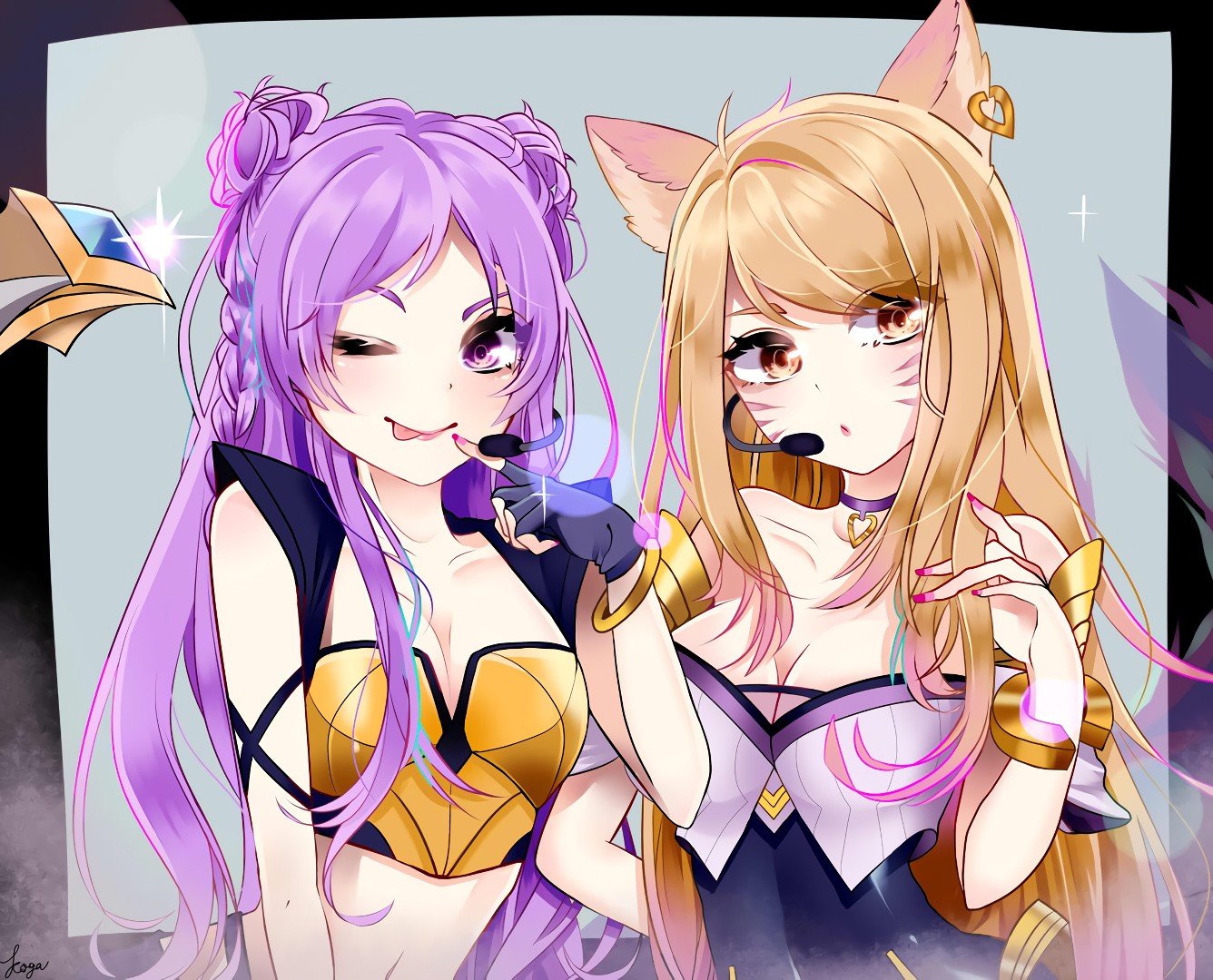 K/DA Kai'Sa & Ahri by aiusausagi HD Wallpaper Background Fan Art Artwork League of Legends lol