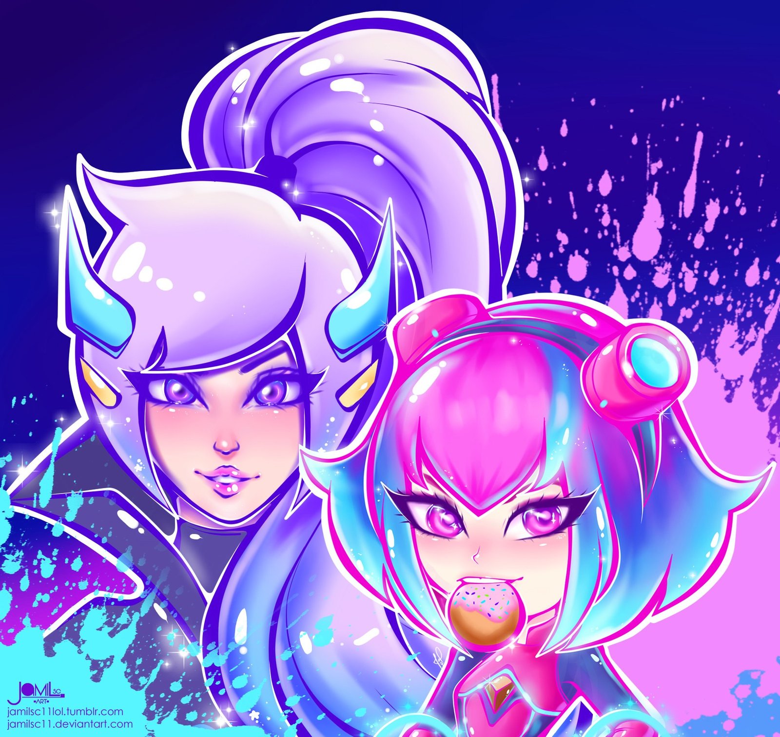 Super Galaxy Nidalee & Annie by jamilsc11 HD Wallpaper Background Fan Art Artwork League of Legends lol