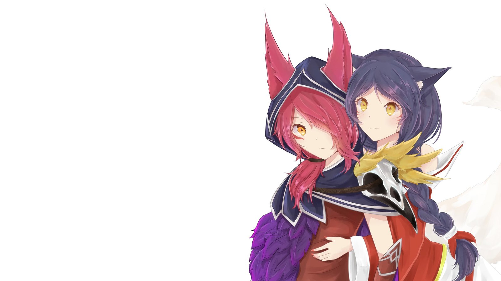 Xayah & Ahri by きりあ HD Wallpaper Fan Art Artwork League of Legends lol