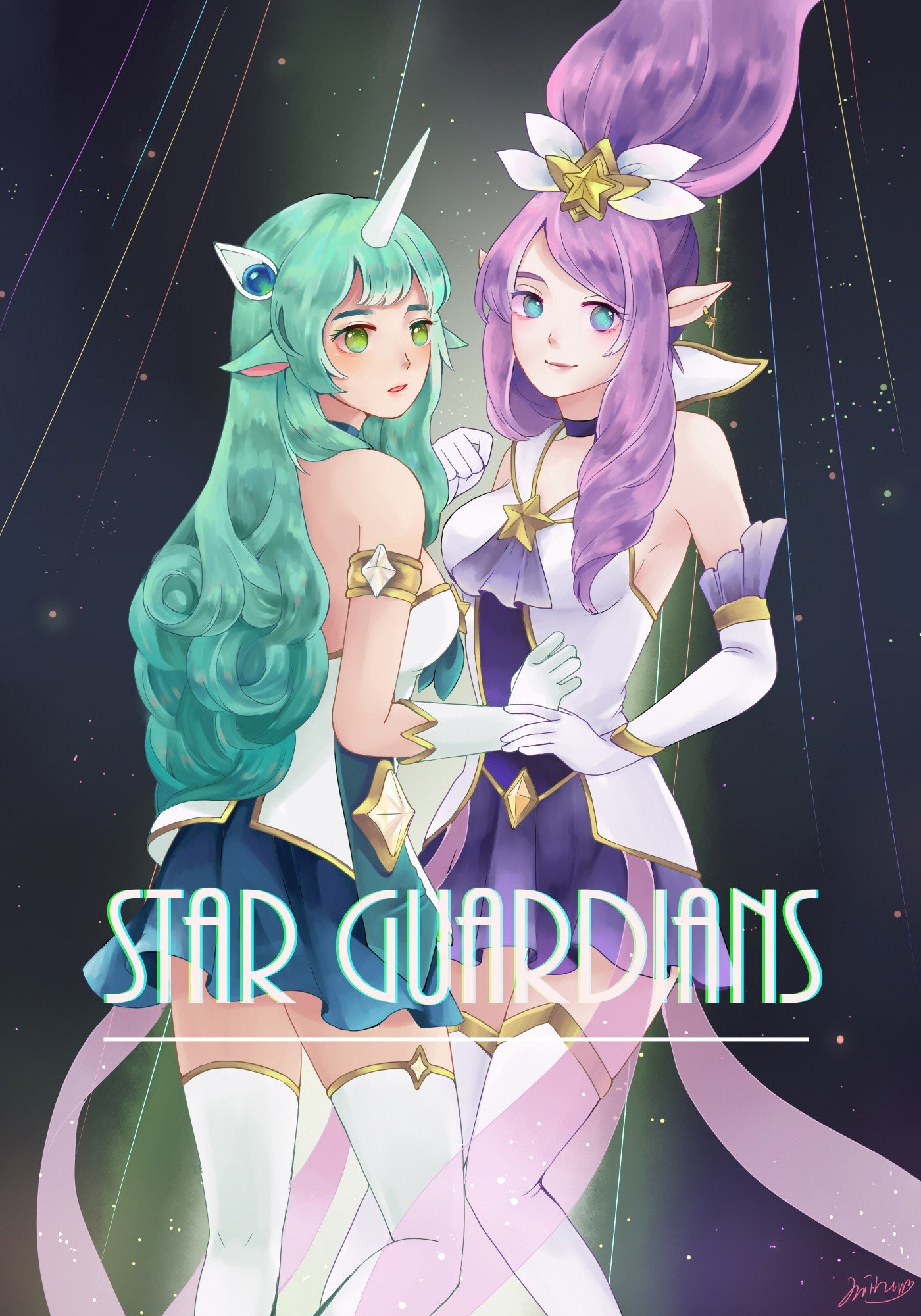 Star Guardian Soraka & Janna by Mirum HD Wallpaper Background Fan Art Artwork League of Legends lol