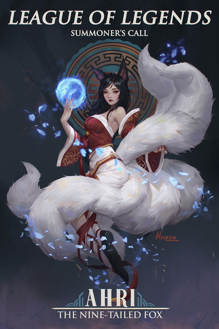 Ahri by haren1125 HD Wallpaper Background Fan Art Artwork League of Legends lol