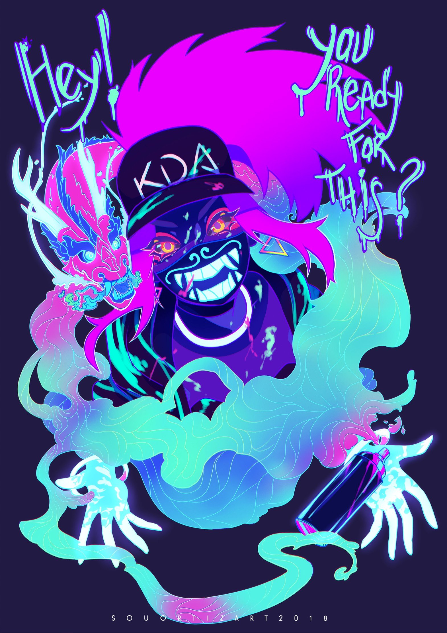 K/DA Akali by Sou Ortiz HD Wallpaper Background Fan Art Artwork League of Legends lol