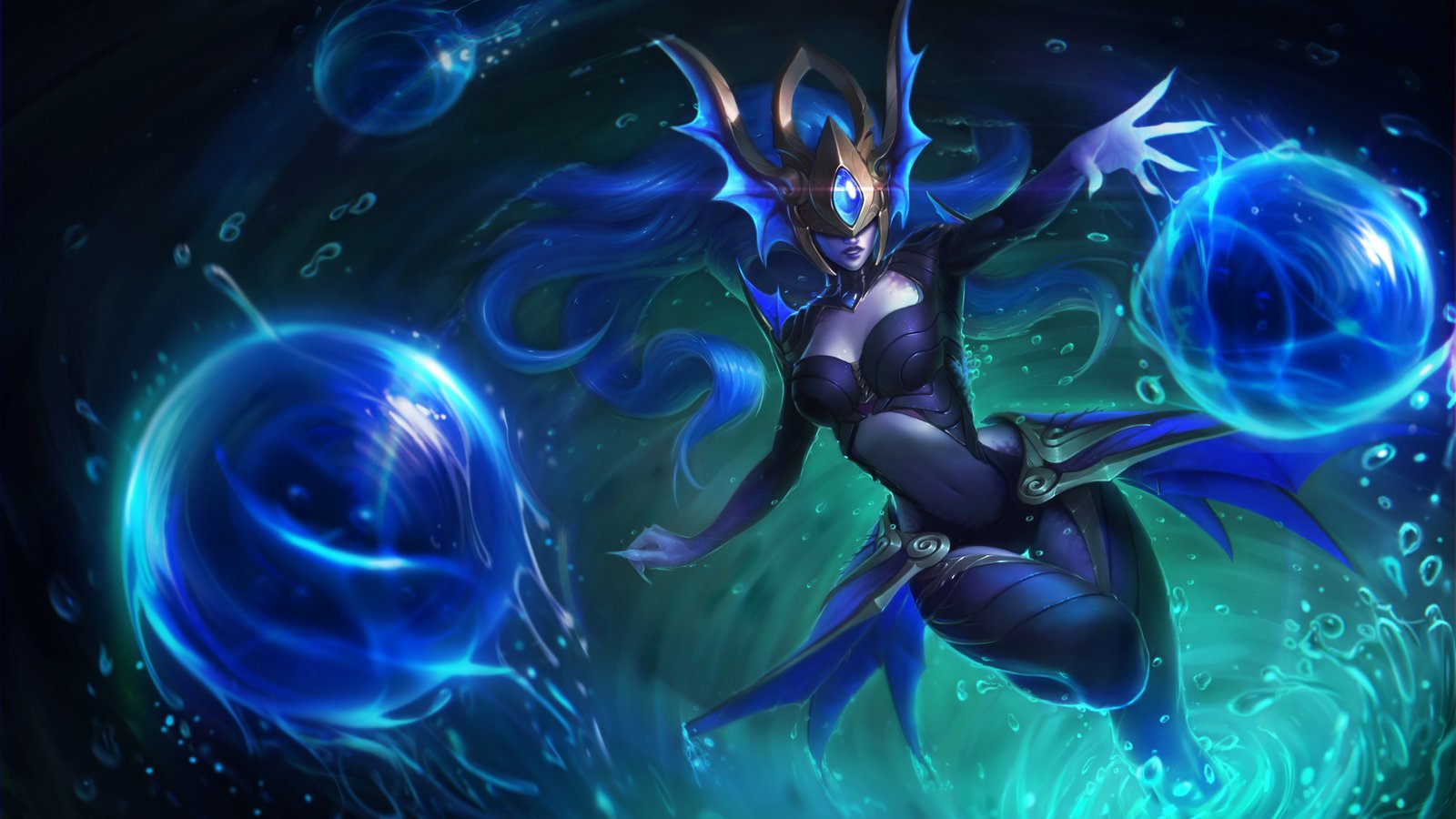 Atlantean Syndra Splash Art 4k HD Wallpaper Official Artwork League of Legends lol
