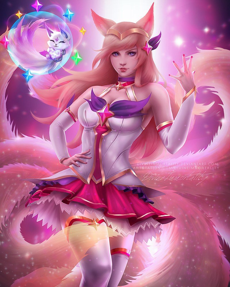 Star Guardian Ahri by DivineImmortality HD Wallpaper Background Fan Art Artwork League of Legends lol