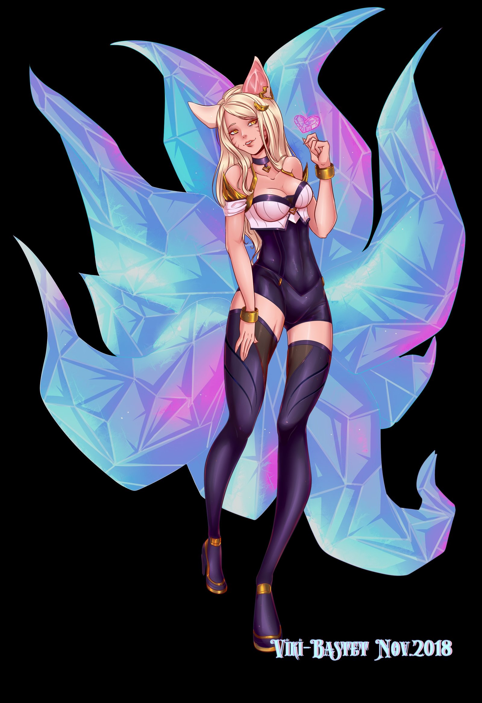 K/DA Ahri by Viki-Bastet HD Wallpaper Background Fan Art Artwork League of Legends lol