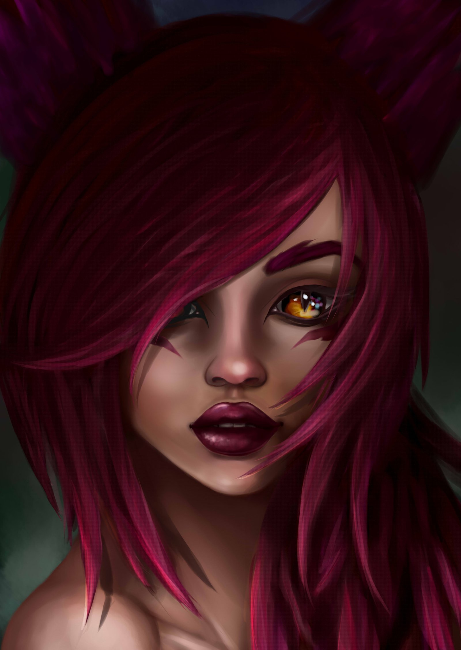 Xayah Portrait by hiratoshia HD Wallpaper Fan Art Artwork League of Legends lol