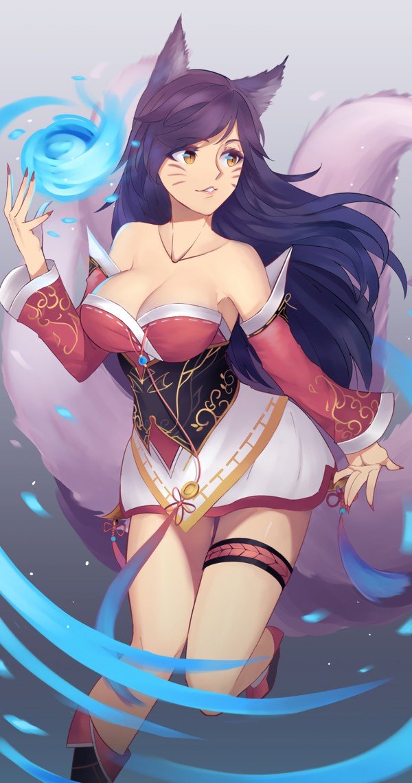 Ahri by Hentaki-kun HD Wallpaper Background Fan Art Artwork League of Legends lol