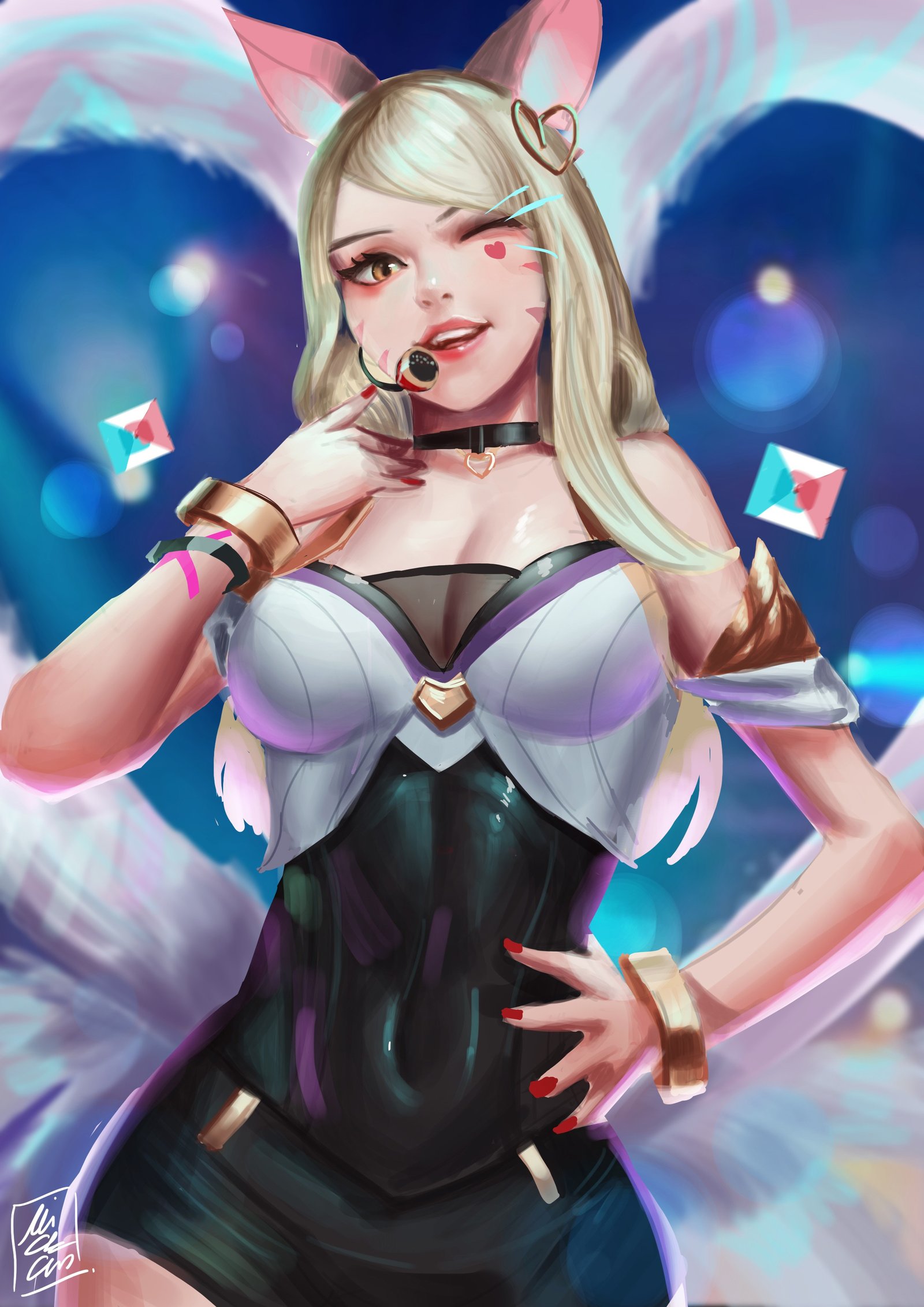 K/DA Ahri by Moi'dukdum HD Wallpaper Background Fan Art Artwork League of Legends lol