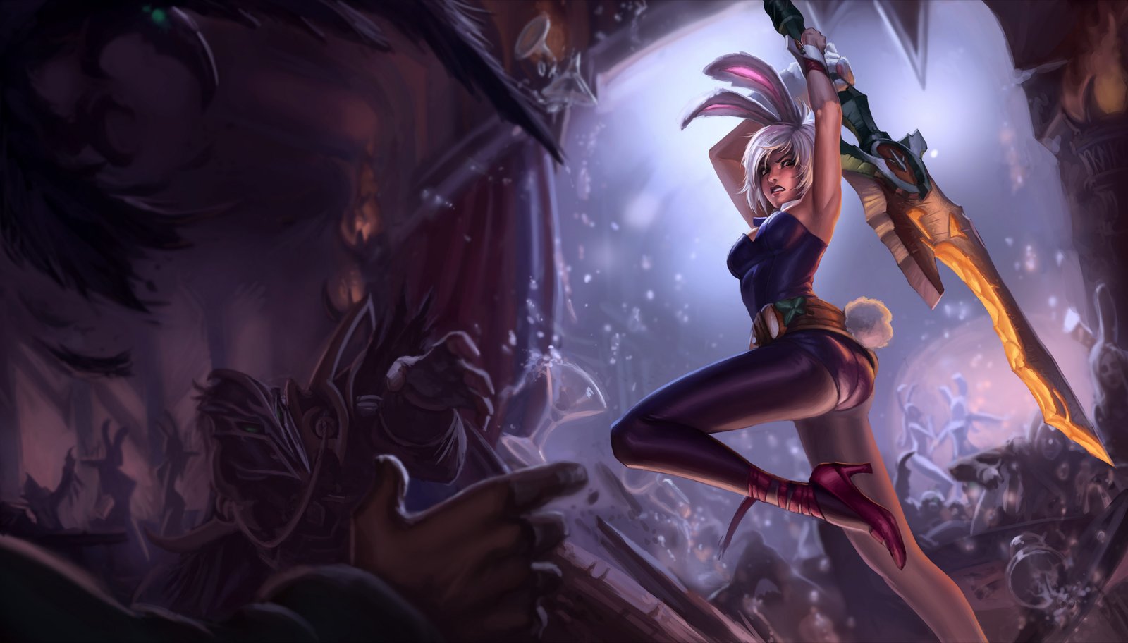 Battle Bunny Riven Splash Art HD 4k 6k Wallpaper Background Official Art Artwork League of Legends lol