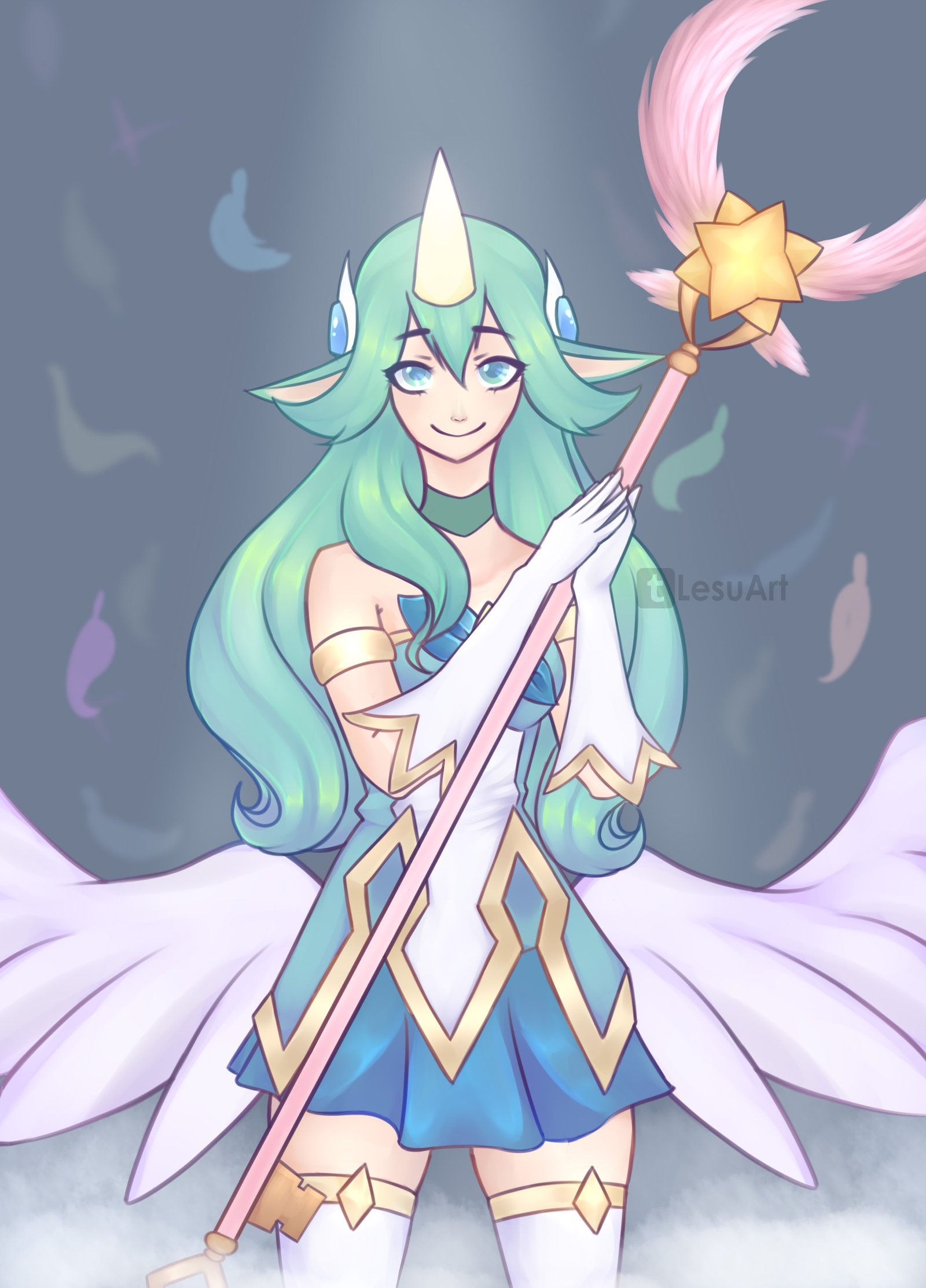 Star Guardian Soraka by LesuArt HD Wallpaper Background Fan Art Artwork League of Legends lol