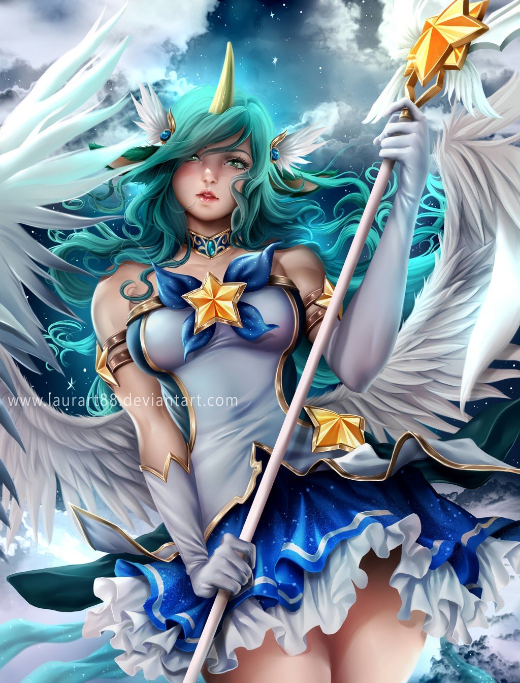 Star Guardian Soraka by Laurart88 HD Wallpaper Background Fan Art Artwork League of Legends lol