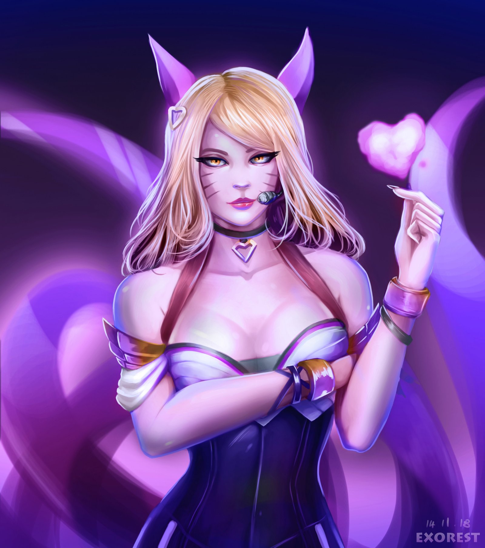 K/DA Ahri by exores HD Wallpaper Background Fan Art Artwork League of Legends lol