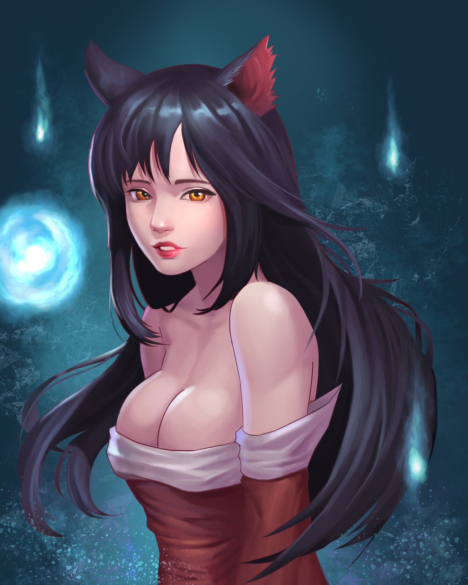Ahri by 기절쟁이 HD 4k Wallpaper Background Fan Art Artwork League of Legends lol
