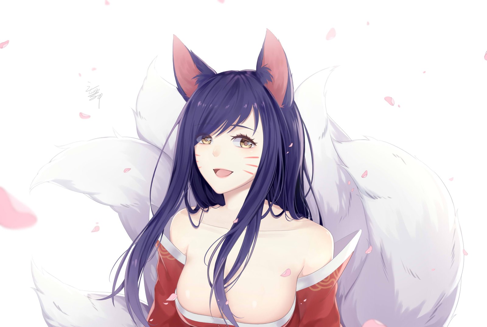 Ahri by 之舞 (2) HD Wallpaper Background Fan Art Artwork League of Legends lol