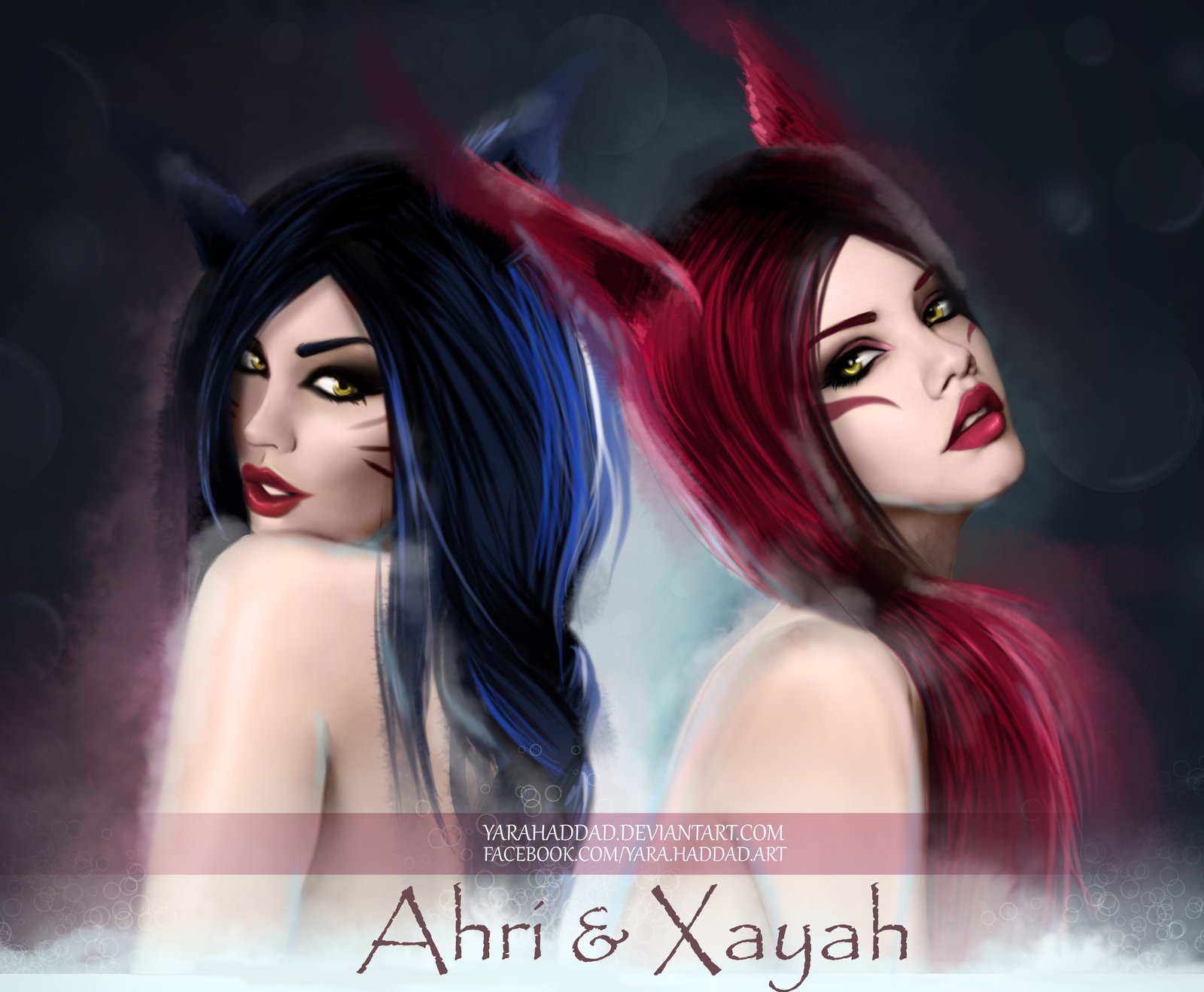 Ahri & Xayah by CherryLips HD Wallpaper Fan Art Artwork League of Legends lol