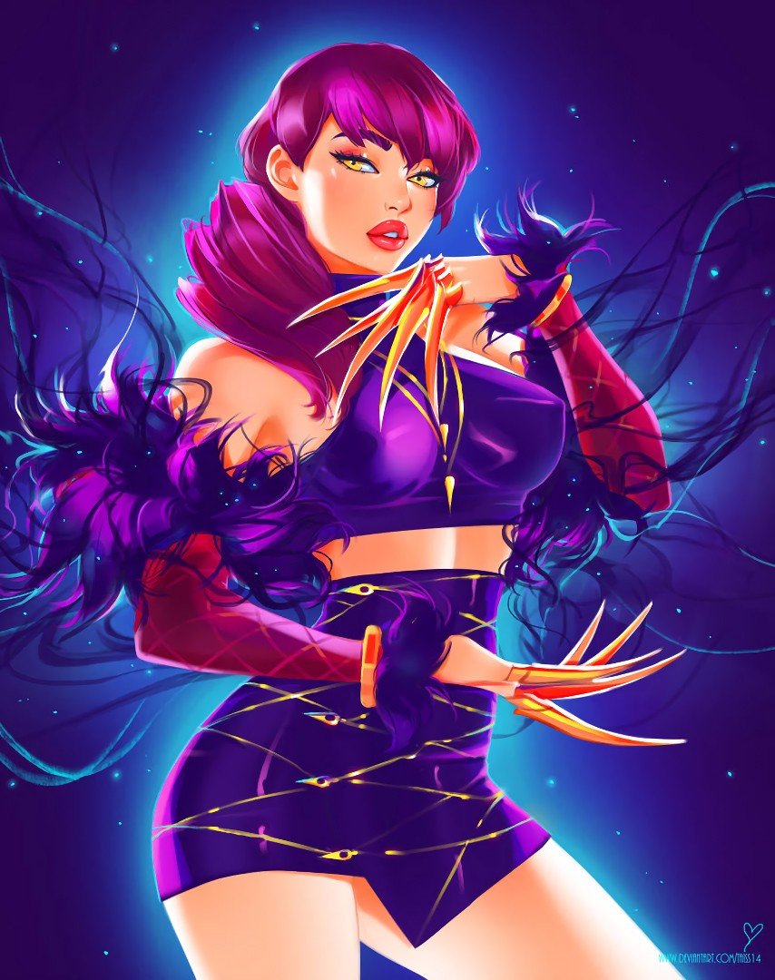 K/DA Evelynn by Taiss14 HD Wallpaper Background Fan Art Artwork League of Legends lol