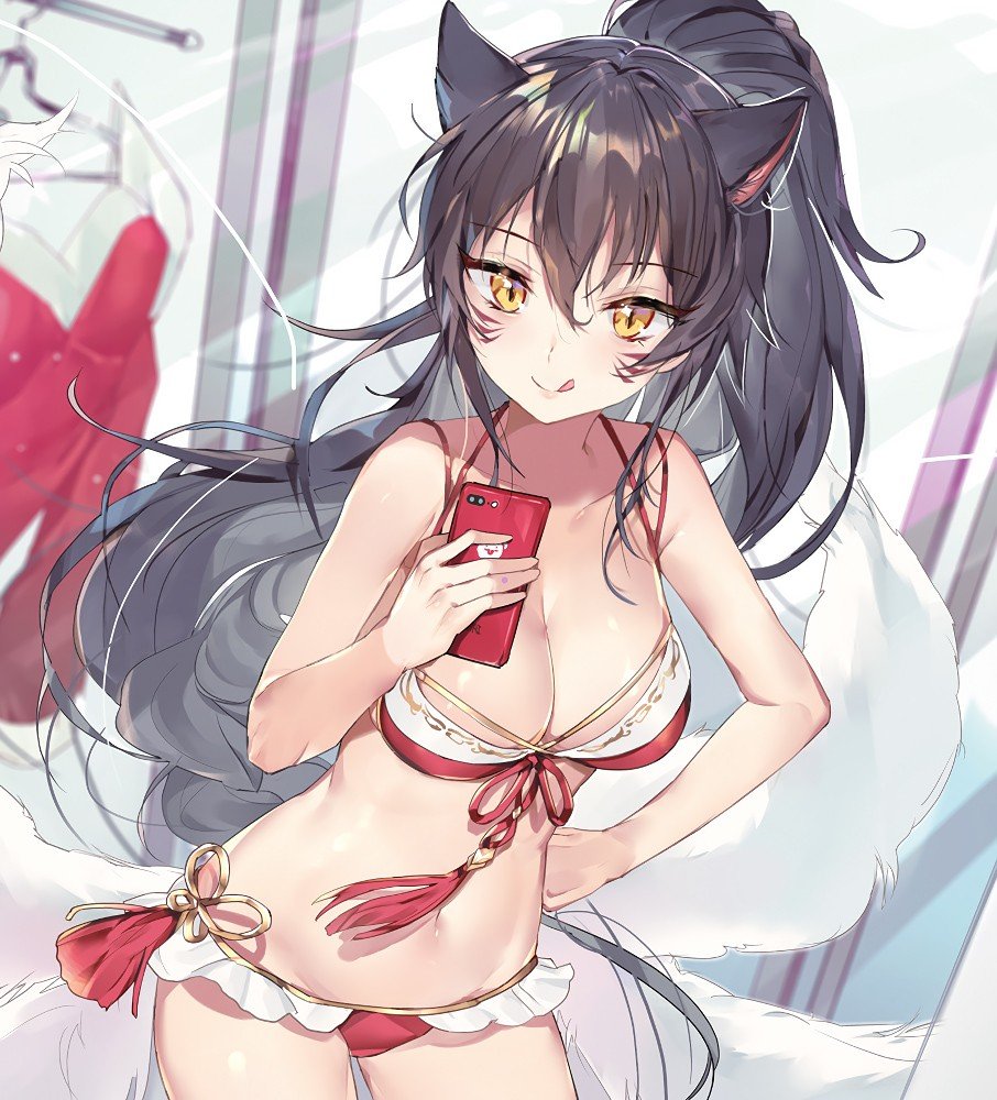 Sexy Pool Party Ahri by joypyonn HD Wallpaper Background Fan Art Artwork League of Legends lol