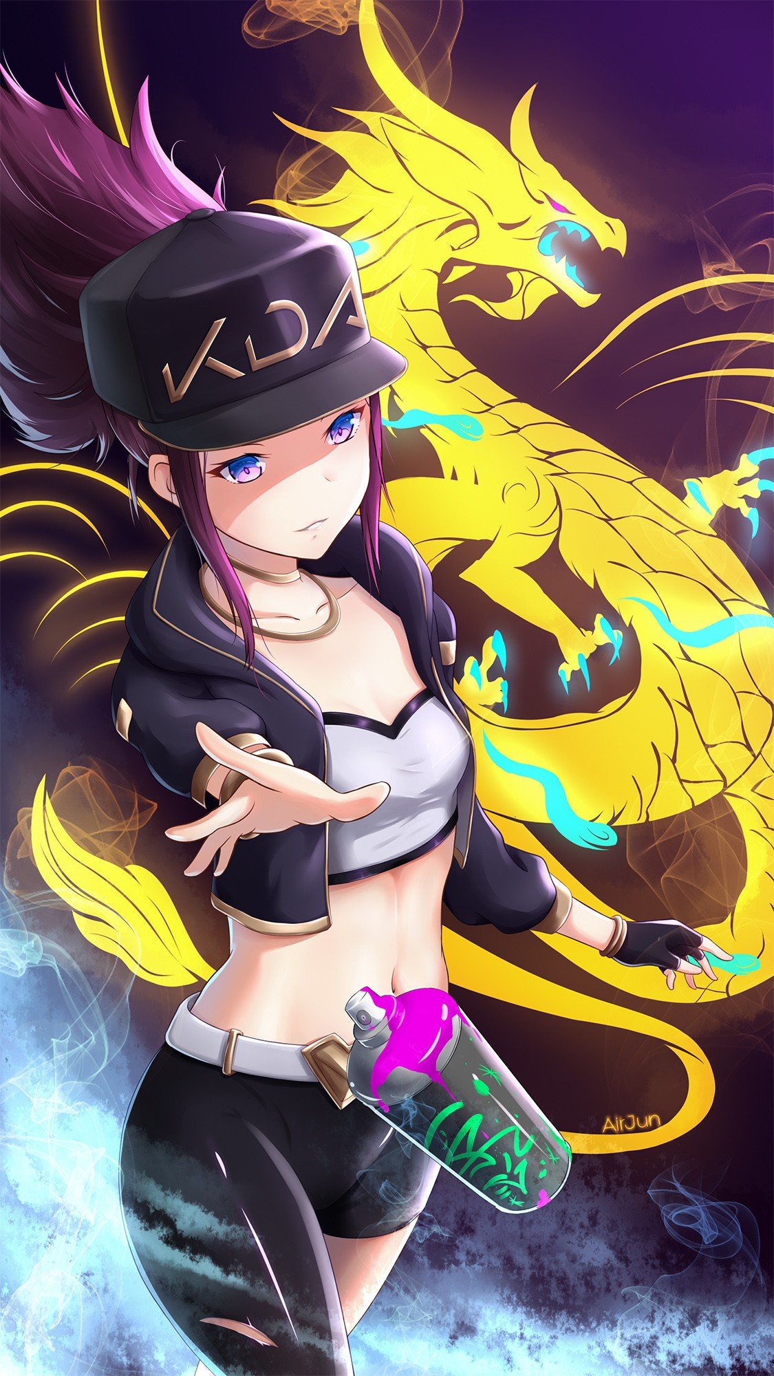 K/DA Akali by AirJun HD Wallpaper Background Fan Art Artwork League of Legends lol