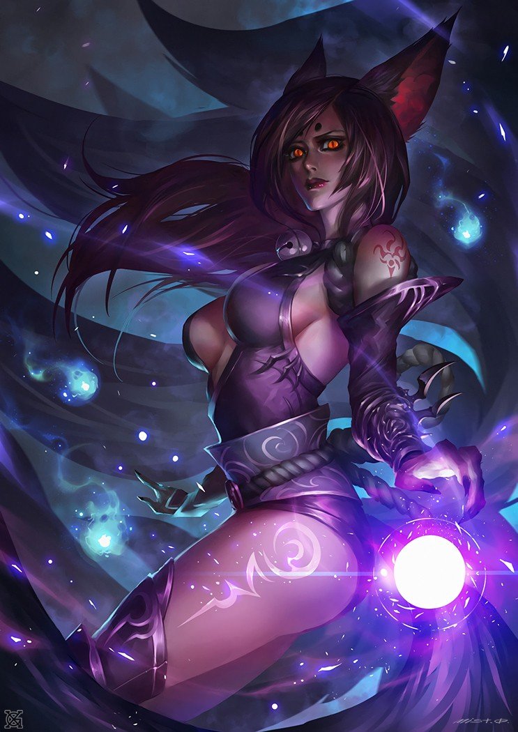 Darkness Ionia Ahri by 小归MIST League of Legends Artwork HD Wallpaper lolFan Art Artwork