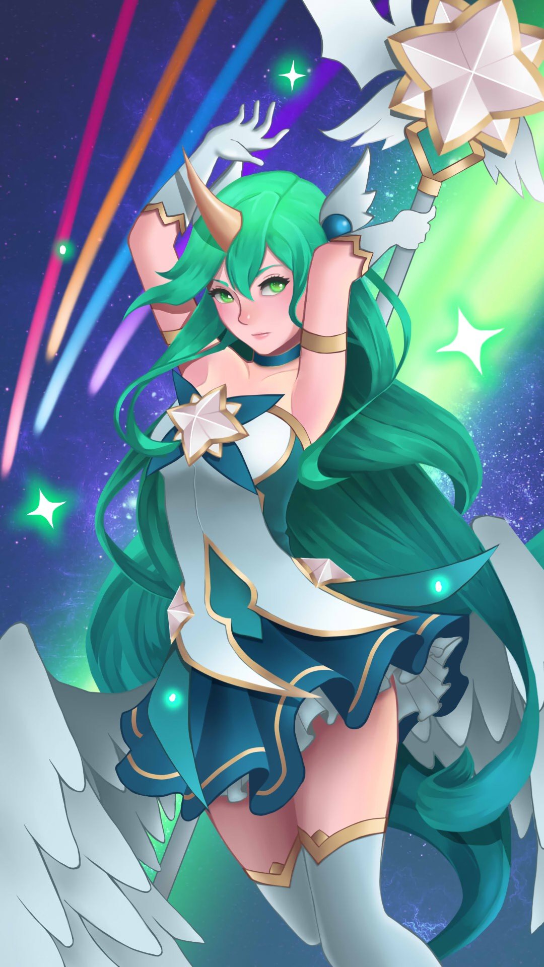 Star Guardian Soraka by Noble-Fantasy HD Wallpaper Background Fan Art Artwork League of Legends lol