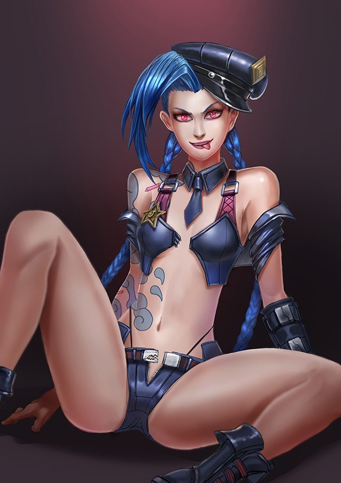 Sexy Officer Jinx by BADCOMPZERO HD Wallpaper Fan Art Artwork League of Legends lol