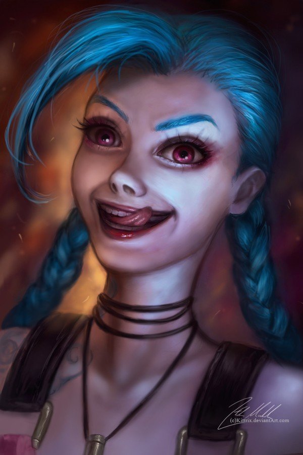 Jinx Portrait by Kittrix HD Wallpaper Fan Art Artwork League of Legends lol