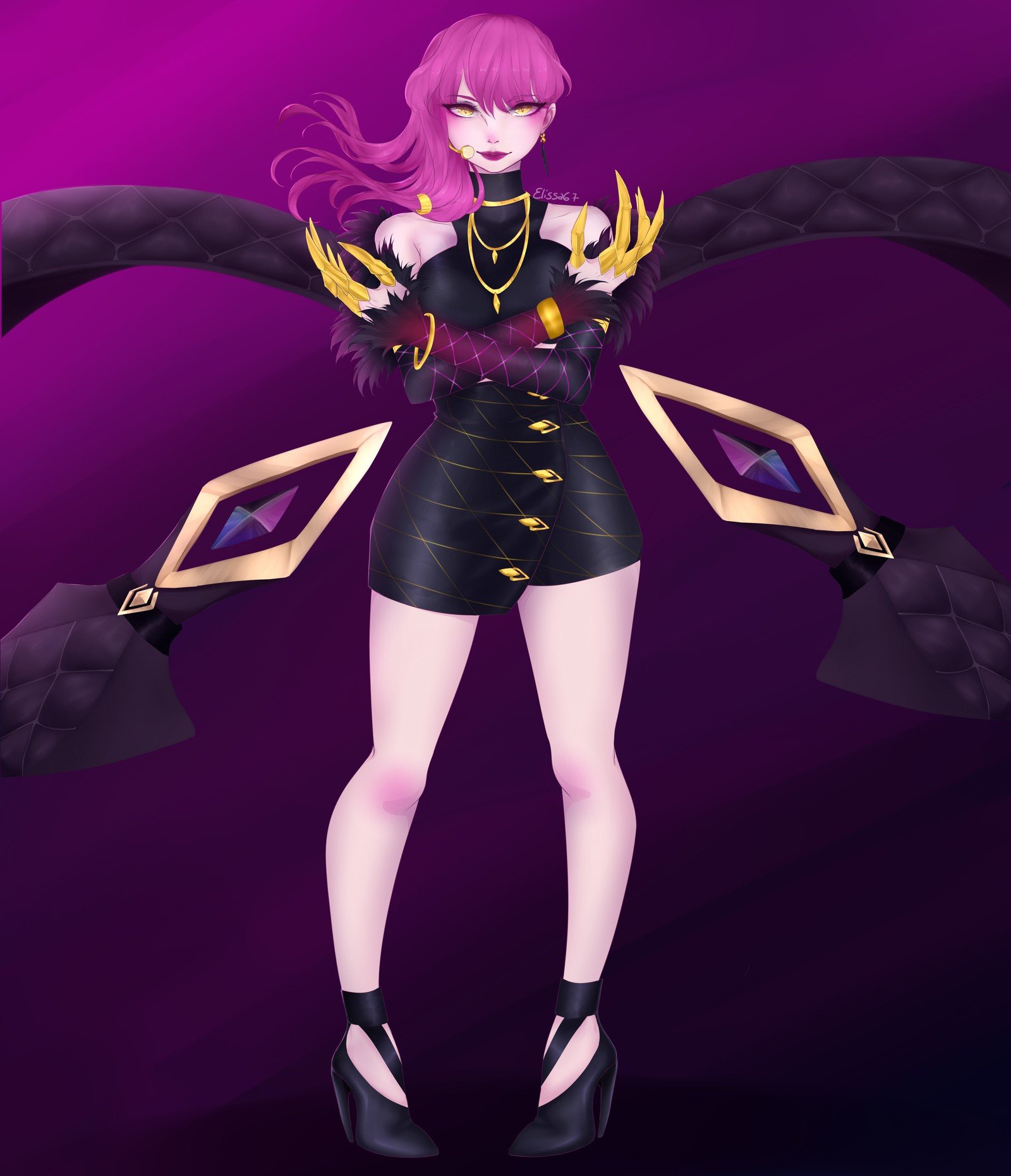 K/DA Evelynn by Elissa67 HD Wallpaper Background Fan Art Artwork League of Legends lol