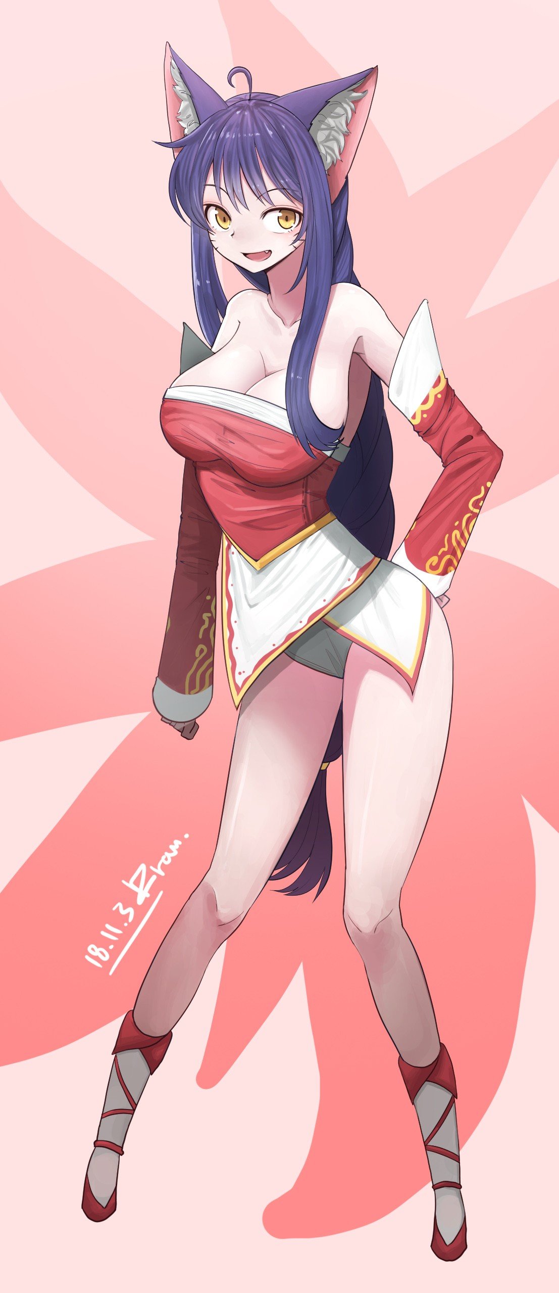 Ahri by 다람뀨 HD Wallpaper Background Fan Art Artwork League of Legends lol