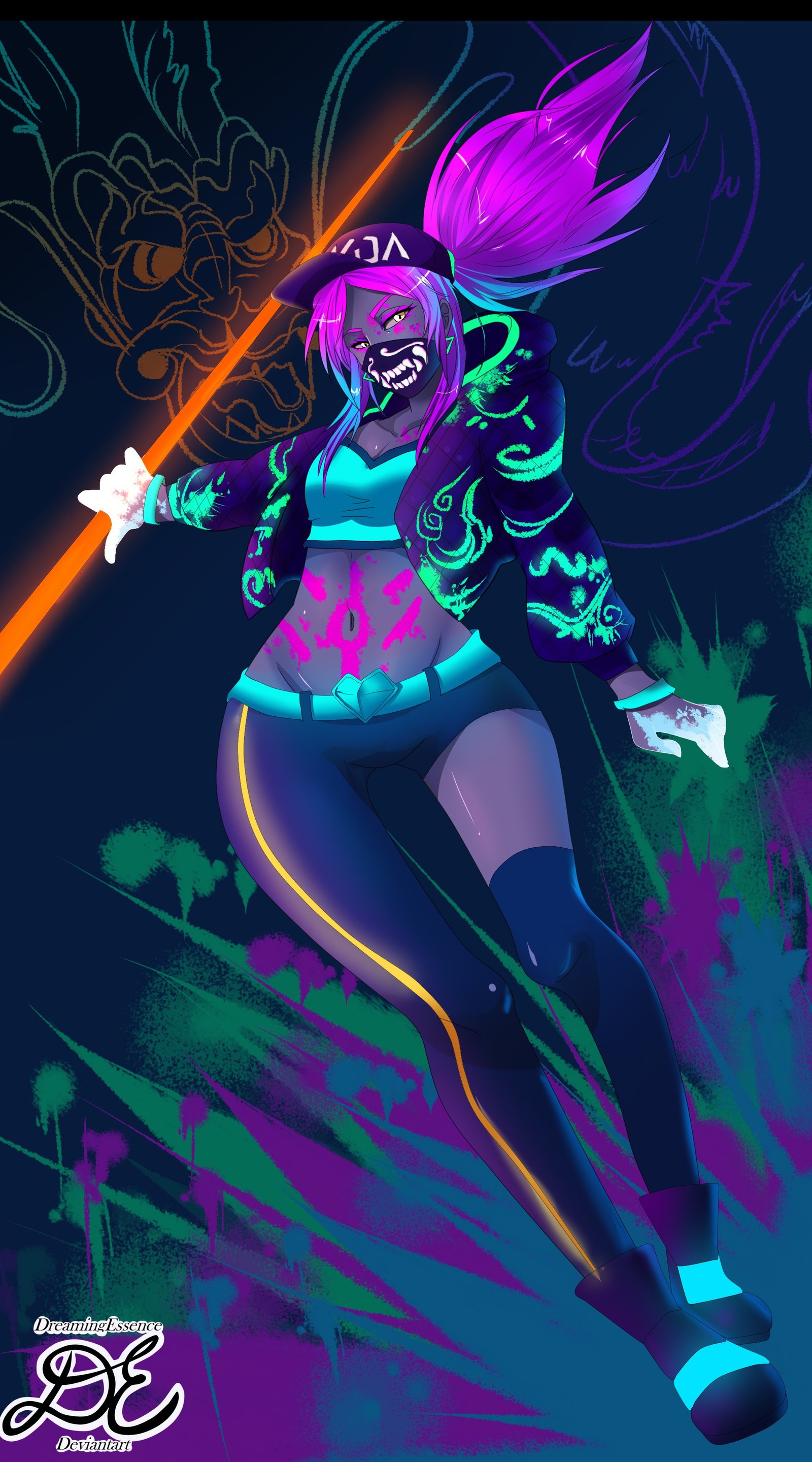 K/DA Akali by DreamingEssence HD Wallpaper Background Fan Art Artwork League of Legends lol