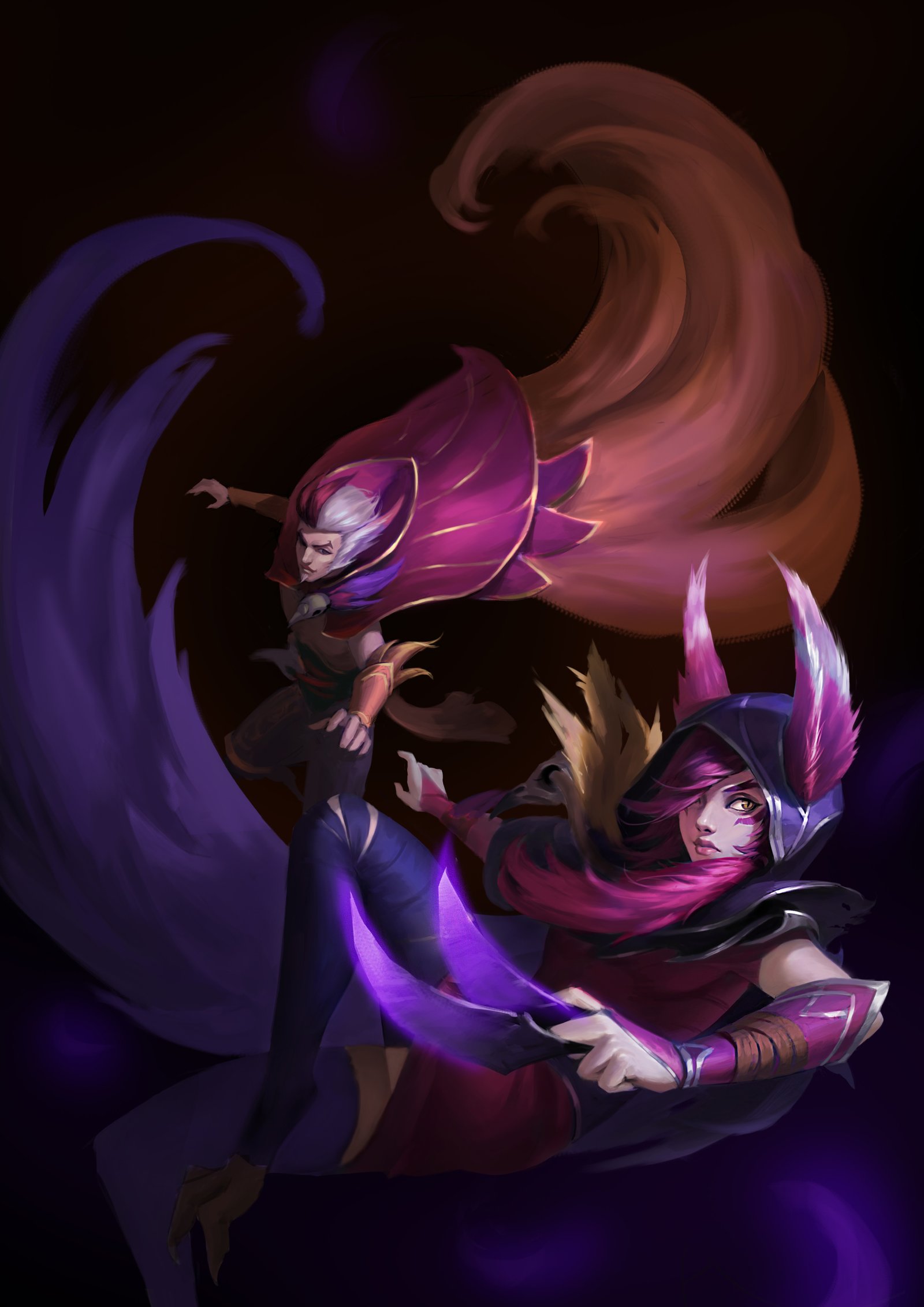 Xayah & Rakan by 若此情赋予东流兮 HD Wallpaper Background Fan Art Artwork League of Legends lol