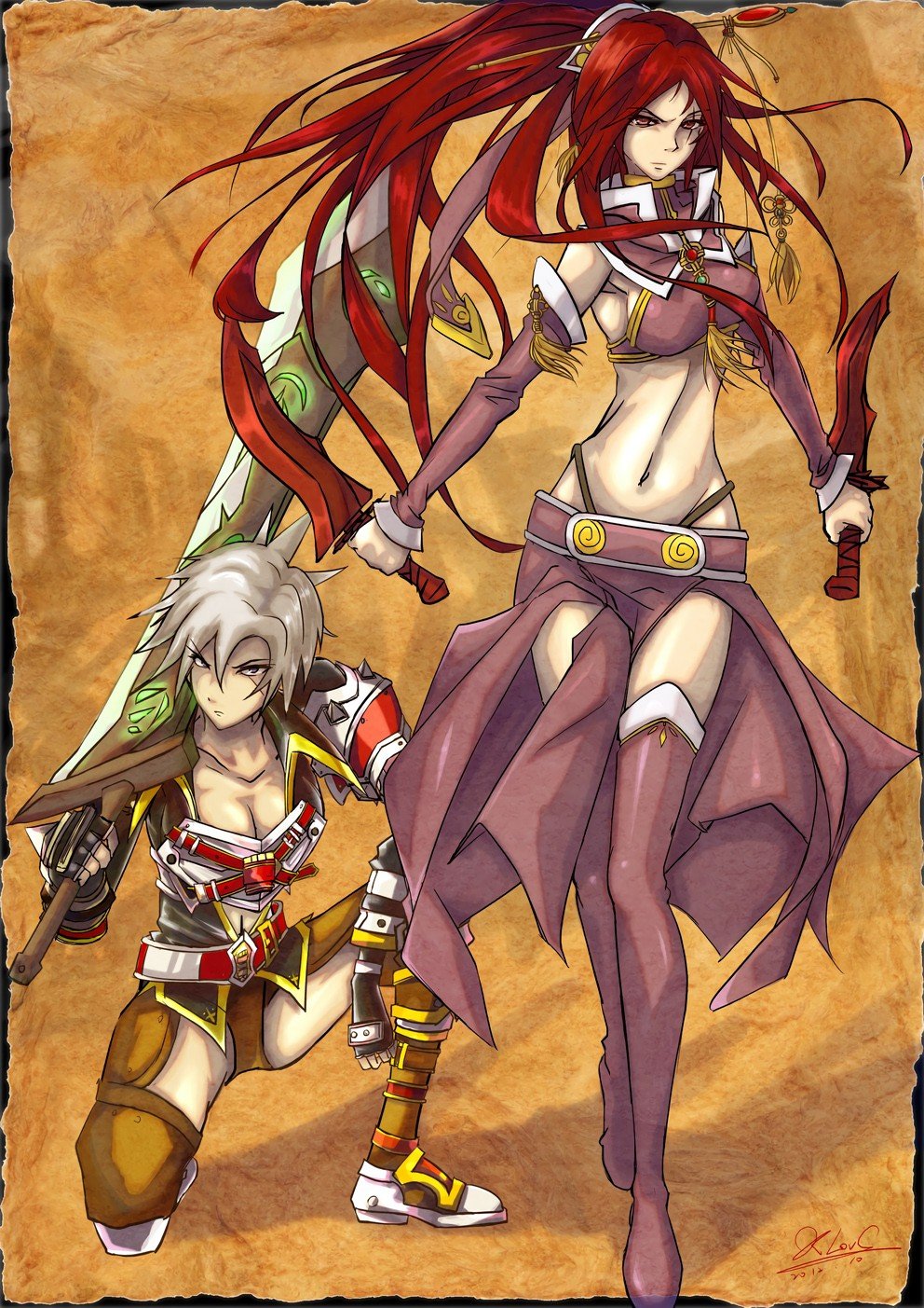 Riven & Katarina by K.LovC. HD Wallpaper Fan Art Artwork League of Legends lol