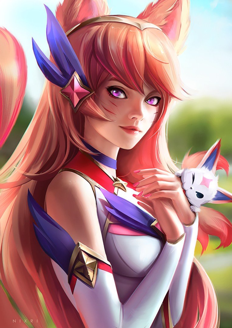 Star Guardian Ahri by Nixri HD Wallpaper Background Fan Art Artwork League of Legends lol