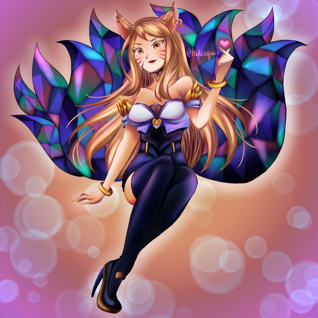 K/DA Ahri by hikisquic HD Wallpaper Background Fan Art Artwork League of Legends lol