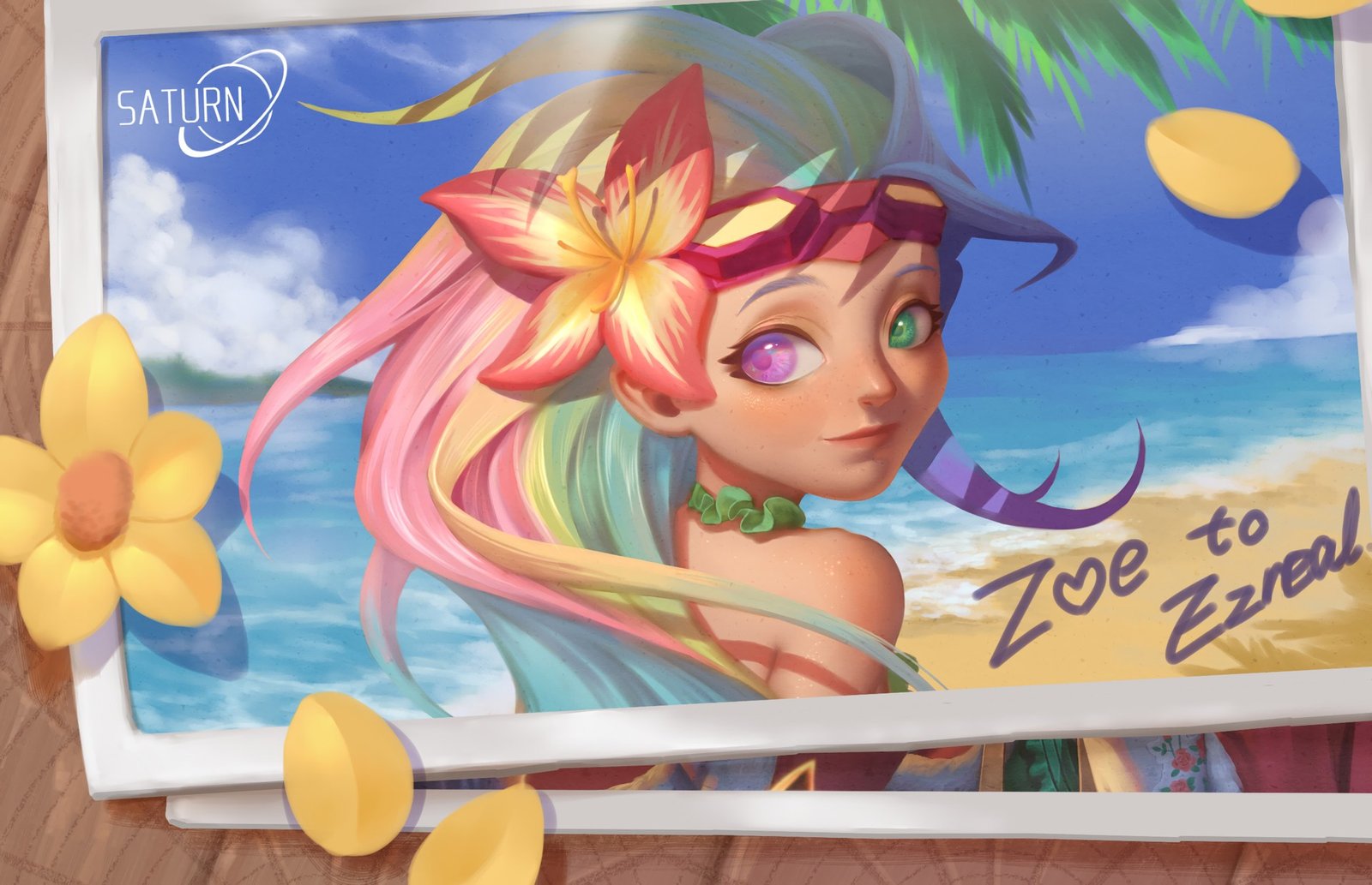 Pool Party Zoe by koyamamichiru HD Wallpaper Background Fan Art Artwork League of Legends lol