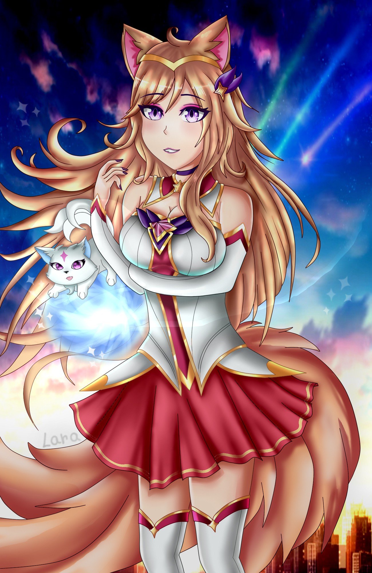 Star Guardian Ahri by LarraLy HD Wallpaper Background Fan Art Artwork League of Legends lol