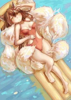 Pool Party Ahri by 风待HR HD Wallpaper Fan Art Artwork League of Legends lol