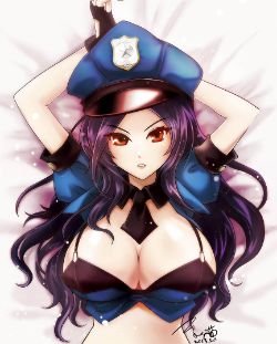 Sexy Officer Caitlyn by 秋貓 HD Wallpaper Artwork Fan Art League of Legends lol